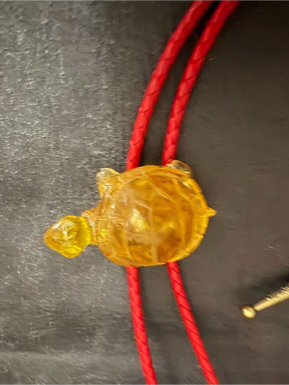 Yellow Turtle Bolo Tie – Red Cord